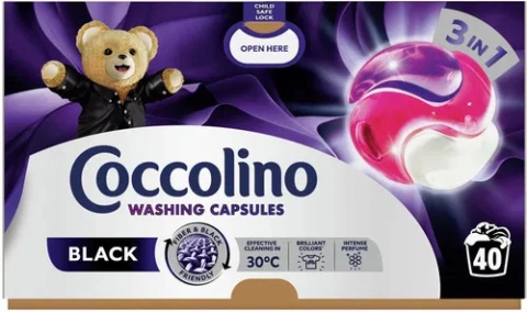 Капсули для прання Темних речей Coccolino Washing Capsules Black 3in1 Коколіно блек 3в1 40шт