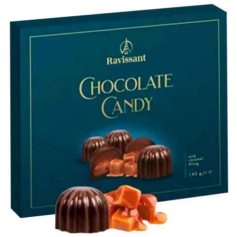 Шоколадні цукерки чорний шоколад Ravissant Chocolate Candy Caramel Равісант з Карамелью 145г