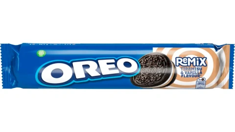 Печиво сендвіч Шоколадне Oreo Remix Tiramisu Vanilla Flavour Орео подвійне з кремом Ваніль та Тірамісу Ремікс 10шт 157г