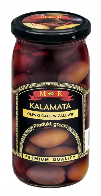 Оливки Великі Грецькі M&K Kalamata Oliwki Cale v zalewie Каламата в соку консервовані 350г