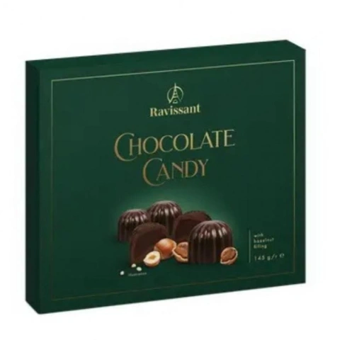 Шоколадні цукерки чорний шоколад Ravissant Chocolate Candy Hazelnut Равісант з нугою Лісовий горіх 145г