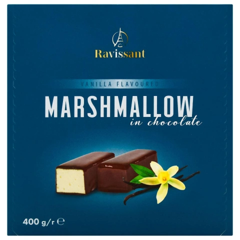 Шоколадні цукерки Зефір в чорному шоколаді Ravissant Marshmellow in Chocolate Vanilla Flavoured Равісант Маршмеллоу з ваніллю 400г