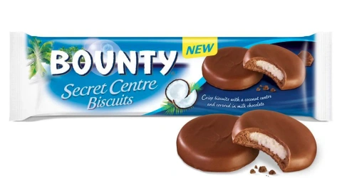 Печиво з кокосовою стружкою Bounty Secret Centre biscuits Баунті Секретний Центр Бісквіт в молочному шоколаді 4шт 132г