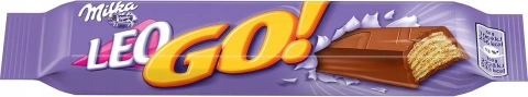 Вафлі батончик Шоколадні Milka Leo Go mini Мілка Лео гоу міні плитка з лісовим горіхом 48г