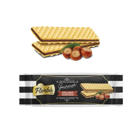 Вафлі світлі Florbu Gourmet Barquillo Avellanas Hazelnut Флорбу крем лісові горіхи з шоколадом 150г