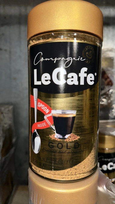 Набір Кава розчинна з Ложкою Le Cafe Compagnic Gold Smooth Aromatic 100% pure Coffee Лекафе Голд арабіка Гранули 200г