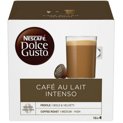 Кава мелена в Капсулах Nescafe Dolce Gusto Cafe Au Lait Intenso Bold Velvety Robusta Нескафе міцний оксамитовий 16шт 425г