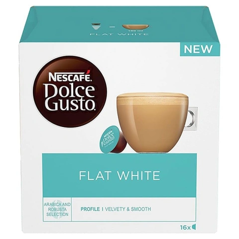 Кава мелена в Капсулах Nescafe Dolce Gusto Flat White Velvety Smooth Arabica Robusta Нескафе середній Білий 16шт 425г