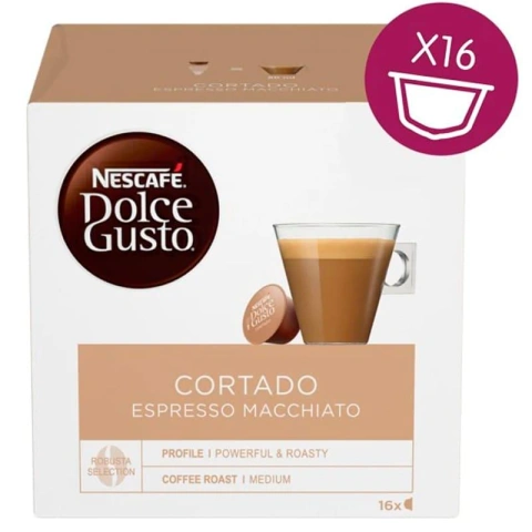Кава мелена в Капсулах Nescafe Dolce Gusto Cortado Espresso Macchiato Robusta Нескафе середній Еспресо макіято 16шт 425г