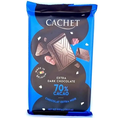 Шоколад Преміум темний Cachet Extra Dark Chocolate 70% Кашет екстра Чорний 300г