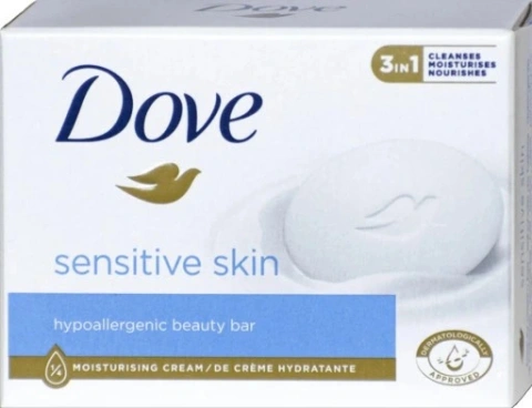 Мило-крем кускове Dove Sensitive skin 3in1 Moisturising Cream bar Hypoallergenic Дав 3в1 для Чутливої шкіри Гіпоалергенне 90г