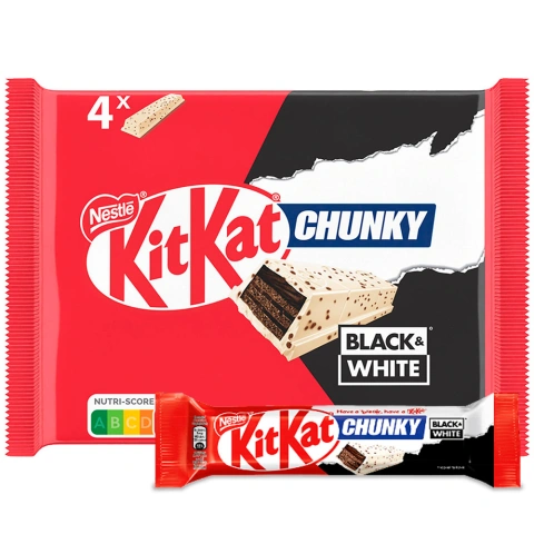 Вафлі Шоколадні KitKat Chunky Black&White КітКат Сендвіч Білий шоколад з Какао кремом 4шт 168г