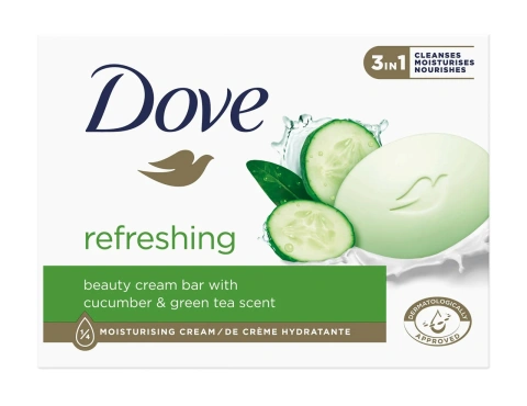 Мило-крем кускове Dove Refreshing 3in1 Moisturising Cream Cucumber Green Tea Дав 3в1 Освіжаюче з Огірком та Зеленим чаєм 90г