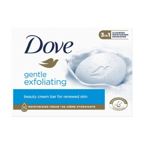 Мило-крем кускове Dove Gentle Exfoliating 3in1 Moisturising Cream bar for Renewed skin Дав 3в1 Ніжне злущування з Скрабом 90г