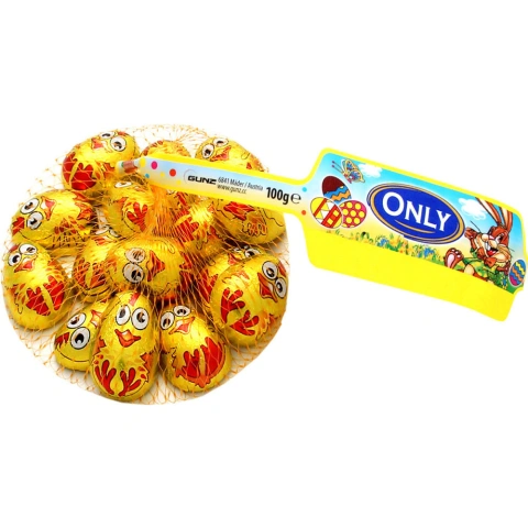 Шоколад Пасхальні Курчата Only Easter Chiken Онлі молочний шоколад в фользі Сіточка 84г