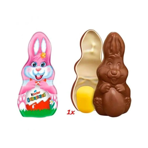 Шоколадна фігурка Пасхальний Зайчик з іграшкою Kinder Surprise Easter Bunny Girl Pink Кіндер сюрприз молочний шоколад 75г