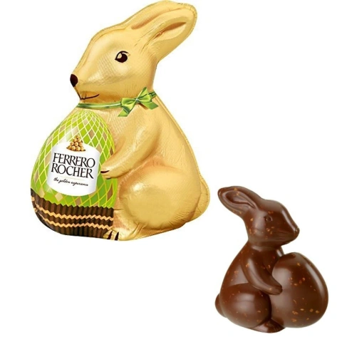 Шоколадна фігурка Пасхальний Зайчик Ferrero Rocher Easter Bunny Boy Pink Фереро Роше молочний шоколад з горішками Хлопчик 100г