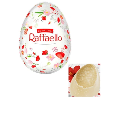 Яйце шоколадне Великоднє Raffaello Confetteria Easter Egg Big Рафаело Пасхальне Білий шоколад Кокос мигдаль в фользі Велике 100г