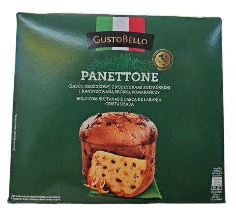 Панетоне GustoBello Panettone ГустоБелло з апельсиновою цедрою і султанськими Родзинками 750г