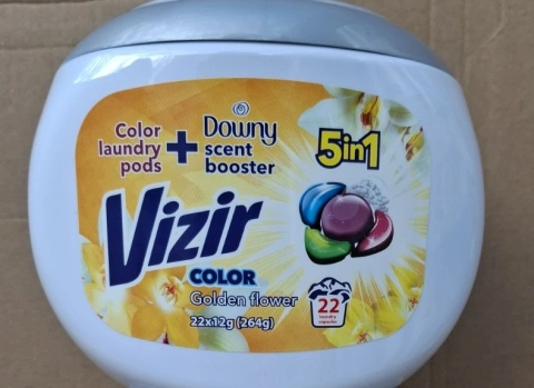 Капсули для прання з Downy підсилення Аромату Колор Vizir Color Laundry pods Downy scent booster Golden Flower Візір 5в1 Бокс 22шт