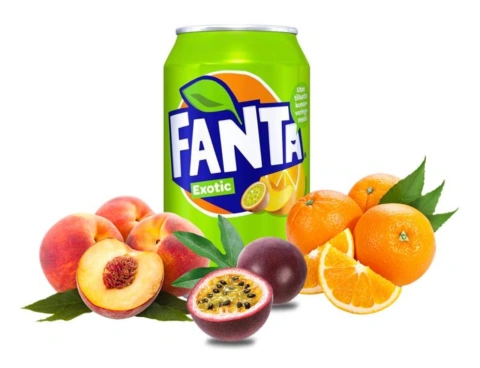 Напій газований освіжаючий Fanta Exotic Fruits Фанта Тропічні фрукти Баночка 330мл