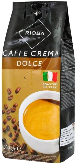 Кава в зернах Rioba Caffe Crema Dolce Ріоба Крема Долче Купаж Арабіки 1000г