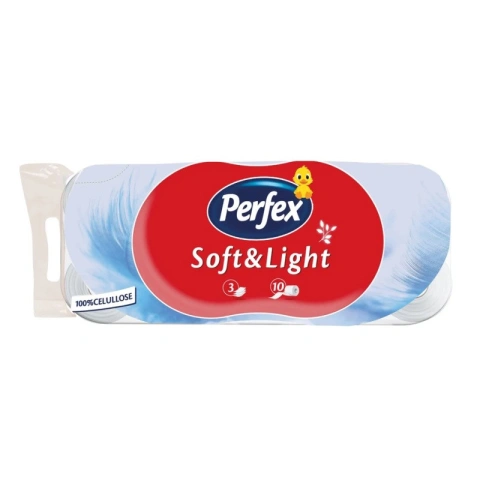 Туалетний папір у рулонах Perfex Soft&Light 100% Celullose Перфекс Мякість та Легкість трьохшаровий 90відривів 10шт