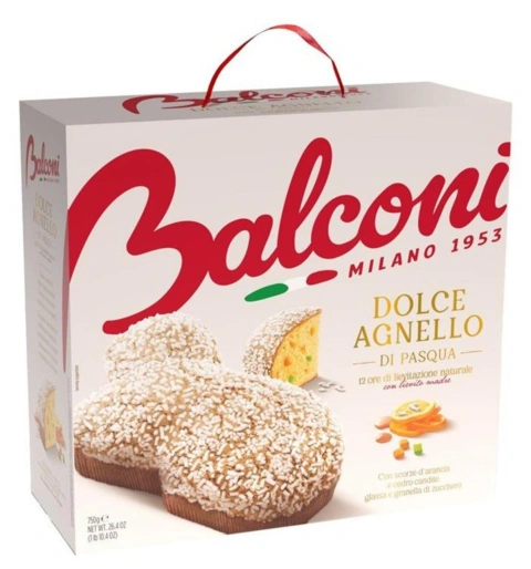 Кекс у формі Великоднього Ягнятка Balconi Dolce Agnello di Pasqua Балконі з цукатами Бокс з ручкою 750г