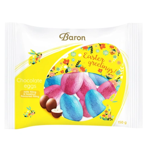 Яйця Шоколадні Великодні Baron Chocolate eggs Easter Greetings Барон Пасхальні з праліне Асорті Пакет 12шт 150г