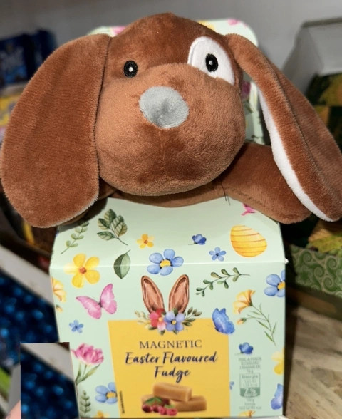 Набір Великодній цукерки з Іграшкою Magnetic Easter Flavoured Fudge Dog Магнетік фруктово карамельні Собачка 90г