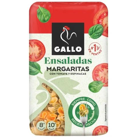 Макарони квітки Gallo Ensaladas Margaritas Pasta Tomate Галло Паста Маргаритки з томатами та шпінатом Короткі 450г