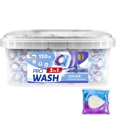 Капсули для прання Світлих та Кольорових речей ProWash Mountain Freshness 3in1 ПроВош Гірська свіжість Трьохкомпонентні 130шт