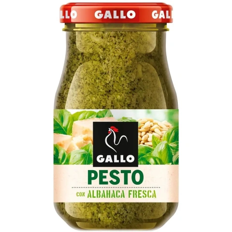 Соус Песто Gallo Pesto Albahaca Fresca Галло сир Грана падано Кедрові горішки з базиліком склобаночка Зелений 190г
