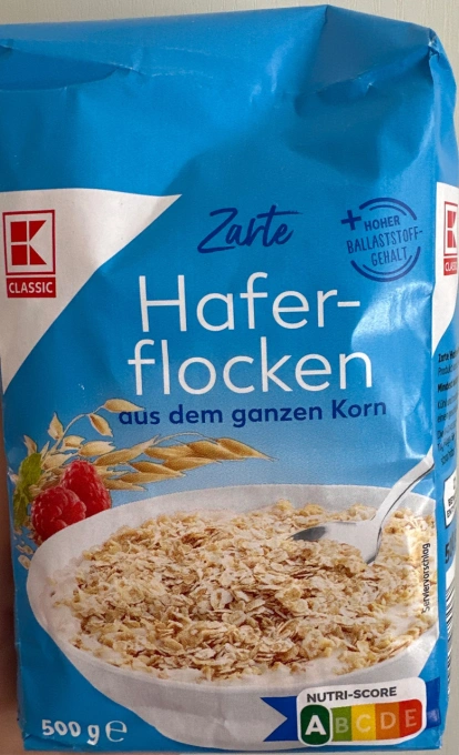 Вівсяні пластівці K-Classic Zarte Hafer Flocken ganzen Korn Зарте цільнозернові Швидкого приготування 500г