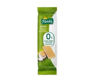 Вафлі світлі Без цукру Florbu Wafer sabor flavour Coconut 0% sugar Флорбу вершковий крем з Кокосом 150г