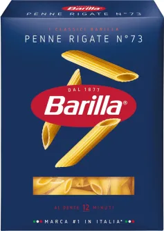 Макарони Пенне №73 Barilla Penne Rigate Al Dente Барілла Паста рігатоні Ребристі трубочки Великі Швидке приготування 500г