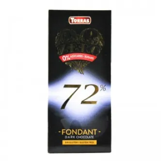 Чорний шоколад Torras zero fondant dark chocolate 72% 100г