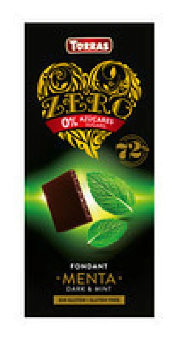 Чорний шоколад Torras без цукру torras zero with mint з м'ятою 100 г