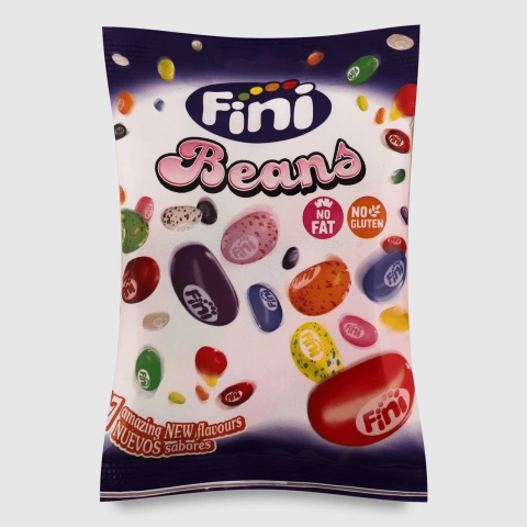 Цукерки смоктальні драже Fini Beans Фіні Боби різнокольорові 17 смаків без глютену 85г