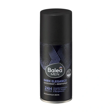 Дезодорант Чоловічий аерозоль Спрей Balea Bodyspray Dark Elegance 24h Балеа Темна Елегантність для тіла Балон Амбра Бергамот 150мл