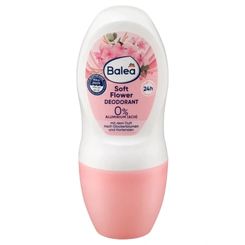 Дезодорант Жіночий Кульковий Balea Soft Flower Deodorant Roll-On 24h Балеа Ніжні Квіти без Алюмінію Гортензія та Дзвіночки 50мл
