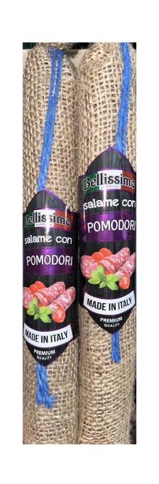 Ковбаса Салямі італійська Bellissimo Salame con Pomodori Premium Белісімо свинина з вяленими Томатами Палка 300г