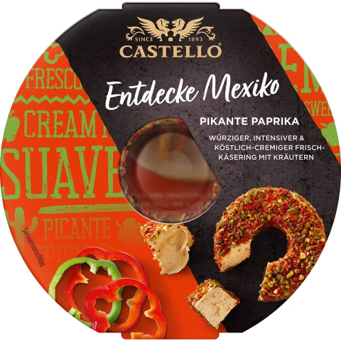 Крем сир Пікантний Castello Taste Mexico Pikante Paprika Spicy Кастелло Смак Мексиканський творожок Паприка Кільце 125г