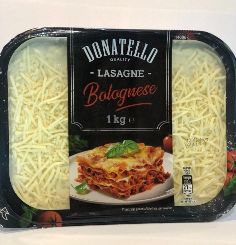 Лазанья Страва Готова до вживання Donatello Bolognese Lasagne Донетелло з Соусом Болоньєзе та мясом Напівфабрикат 1кг