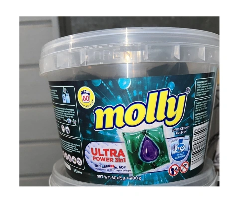 Капсули для прання Універсальні Molly Ultra Power Universal Pods 3in1 Washing Capsules Моллі 3-компонентні Ультра Сила Відро 60шт