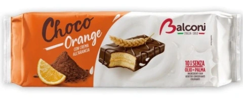 Тістечка шоколадні бісквітні Balconi Choco Orange Tempting Cream Балконі з какао кремом Cпокусливий Апельсин 10шт 350г