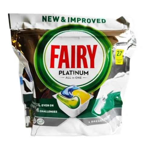 Капсули для посудомийних машин Безфосфатні Fairy Platinum All in One Lemon Фейрі Платінум Все в Одному Лимон 27шт