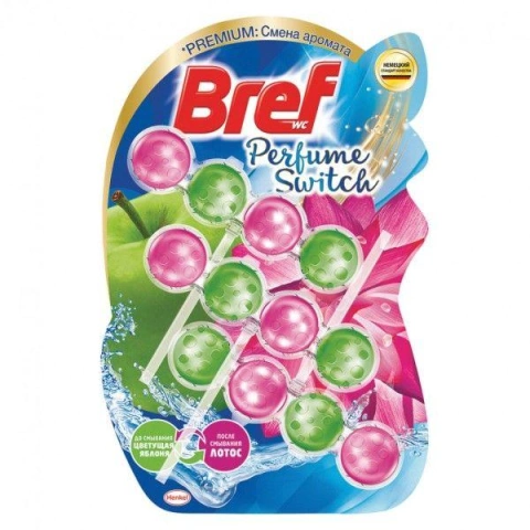 Підвісний блок для унітазу Bref WC Perfume Switch green Apple lotus Бреф Парфум світч підвіска Аромат зелене Яблуко Лотос 3шт 96г