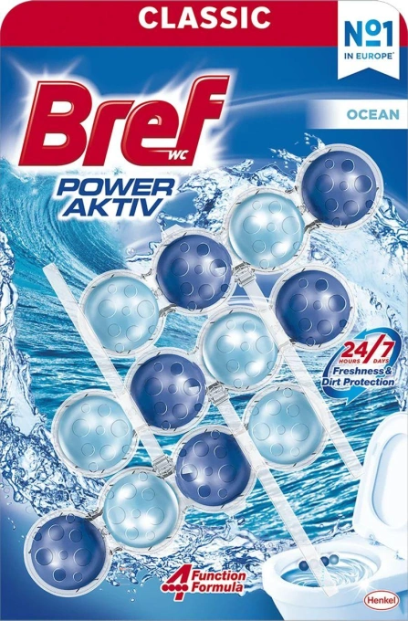 Підвісний блок для унітазу Bref WC Power Aktiv Ocean 4 Function formula Бреф Актів Павер підвіска Аромат свіжість Океану 3шт 96г