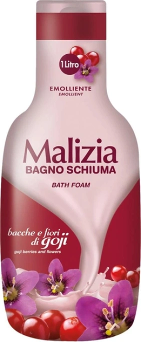 Гель-піна для душу та ванни Релаксуюча Malizia Bagno Schiuma Bath Foam Emolliente Fiori Goji Малізія Помякшувальна Квіти Годжі 1л